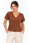Blusa cropped bainha larga chocolate